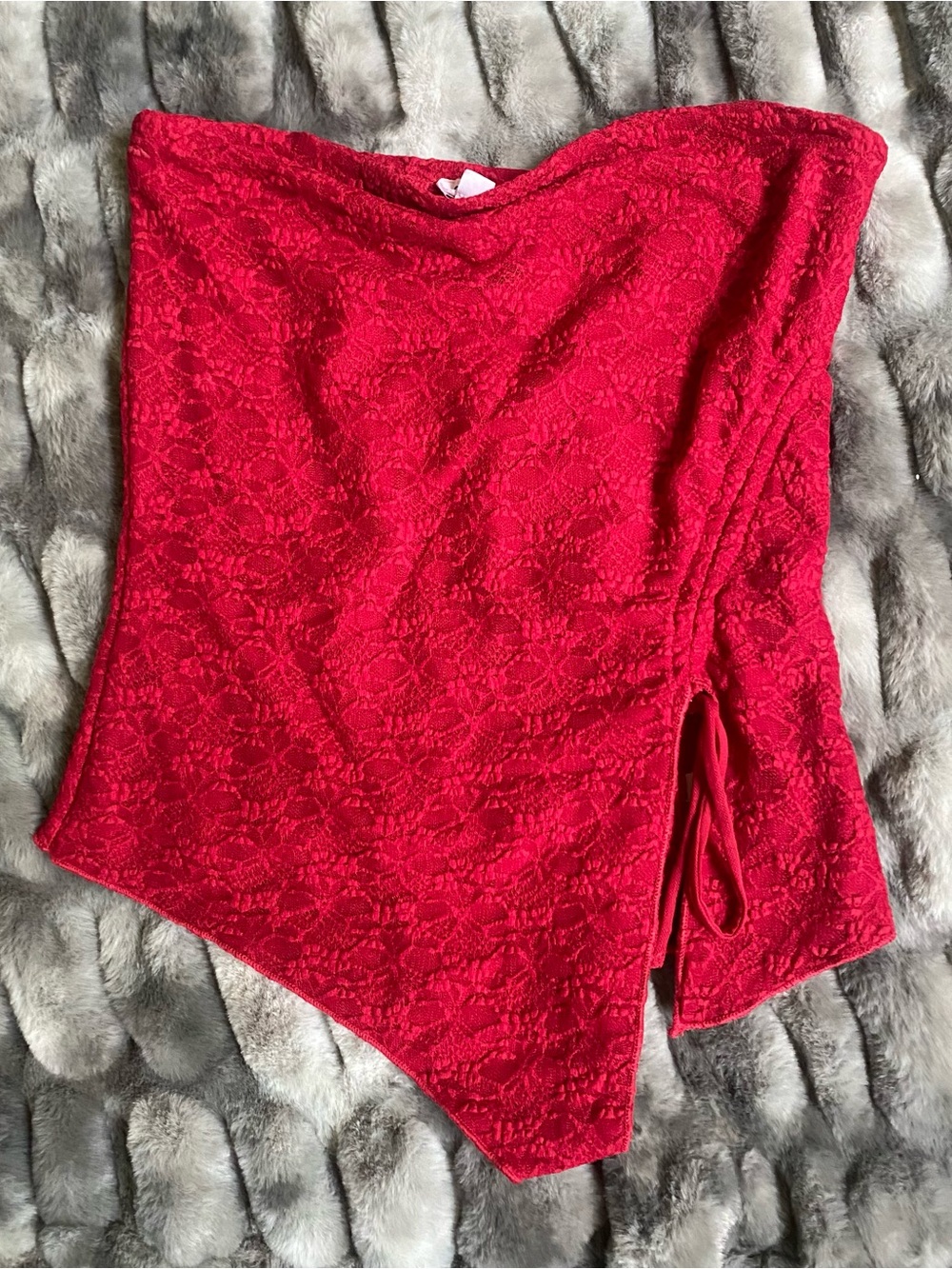 Garage Red Lace Strapless Asymmetrical Camisole